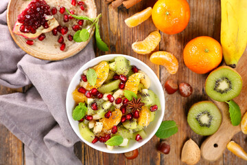 autumn fresh fruit salad with ingredient