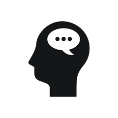 Head think concept icon design. Message talk sign