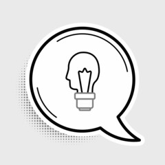 Line Light bulb with concept of idea icon isolated on grey background. Energy and idea symbol. Inspiration concept. Colorful outline concept. Vector