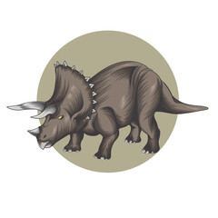 vector illustration of a dinosaur with horns to attack