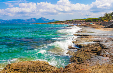 Beautiful coast and beach landscape panorama Can Picafort Mallorca Spain.