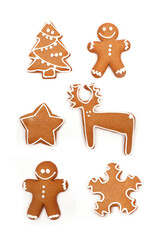 Christmas Ginger and Honey cookies on isolated white background