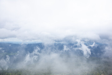 Fog and cloud with mountain valley landscape.