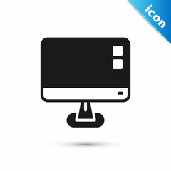 Grey Computer monitor screen icon isolated on white background. Electronic device. Front view. Vector