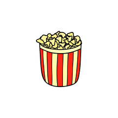Hand drawn colored popcorn busket.