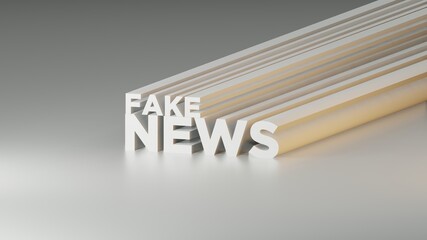 Fake News text background in white theme. 3D Illustration headline letter