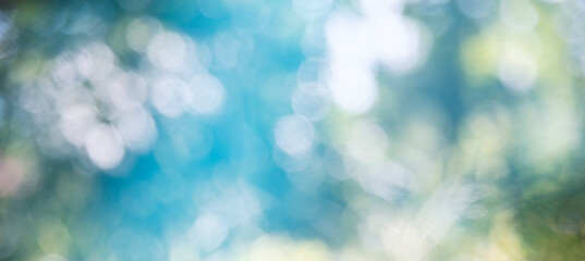 Panorama of Abstract Backgrounds with Bokeh Defocused Lights and Shadow, Light Reflected Through Plastic Mesh.