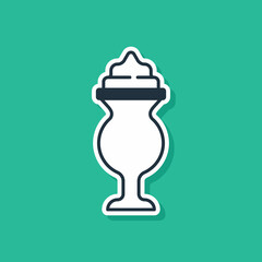 Blue Milkshake icon isolated on green background. Plastic cup with lid and straw. Vector