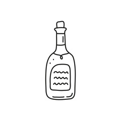 Doodle outline bottle of wine.