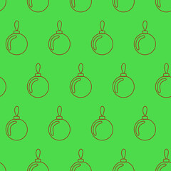 Christmas seamless pattern, Christmas ball on green background for textile design
