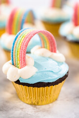 Unicorn rainbow chocolate cupcake