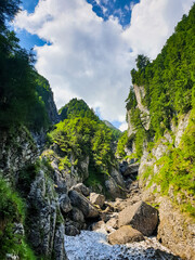 Fototapeta na wymiar waterfall in the mountains, Coltilor Valley, Bucegi Mountains, Romania 