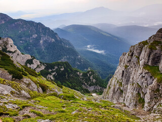 Naklejka premium landscape in the mountains, Costila Valley, Bucegi Mountains, Romania 