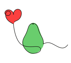 Drawing line color avocado on the white background. Vector