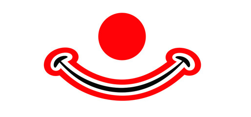 Funny cartoon happy smiling clown faces. Carnivals face with clown nose. Vector clownnose. Comic smile face mask. Red ball or nose. Red nose day concept. Children safe.