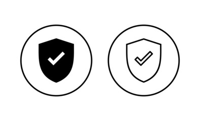 Shield check mark icons set. Protection approve sign. Insurance icon