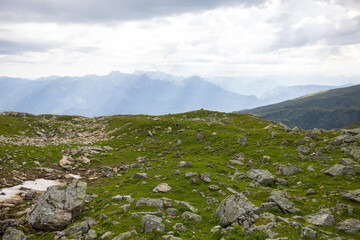 Amazing hiking day in one of the most beautiful area in Switzerland called Pizol in the canton of Saint Gallen. What a wonderful landscape in Switzerland at a sunny day. Beautiful alpine lake.