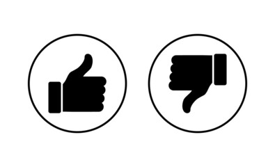 Like and dislike icons set. Thumbs up and thumbs down sign and symbol.