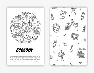 Card templates with ecology icons.
