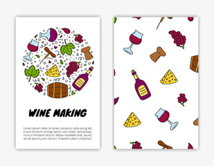Card templates with wine icons.
