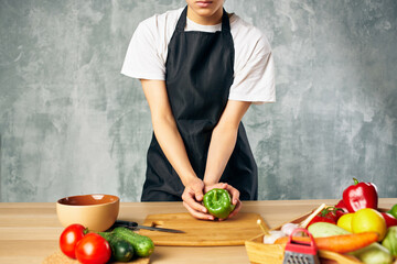 housewife Cooking healthy eating isolated background
