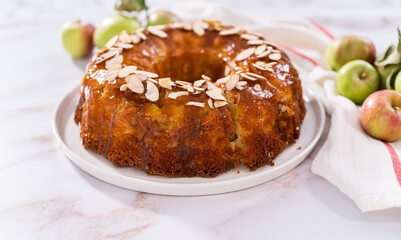 Apple bundt cake with caramel glaze