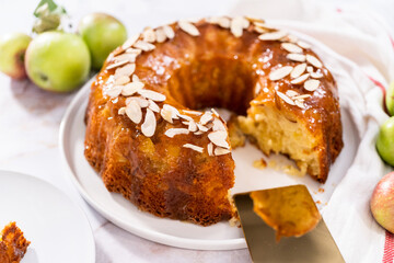 Apple bundt cake with caramel glaze