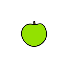 Doodle green apple icon.