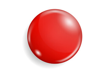 Red glossy button on white background. - obrazy, fototapety, plakaty