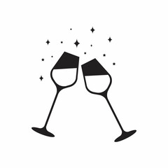 Wine glass icon. Flat design style
