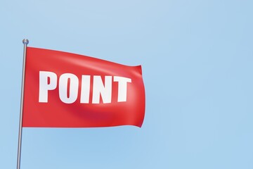 3Dレンダリング／3Dイラスト）POINTと書かれた旗　横長のバナー　テキストのためのスペース　立体
