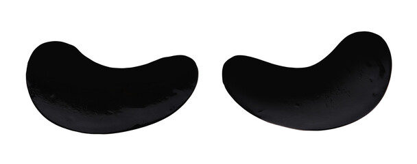 Black under eye patches on white background, top view. Cosmetic product