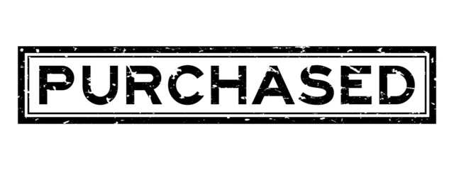 Fototapeta premium Grunge black purchased word sqaure rubber seal stamp on white background