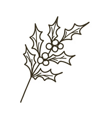 Christmas Objects And Elements.Graphic outline Simple winter decoration.