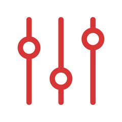 adjustment music vector icon. Red symbol