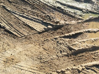 dry wheel track on dirt soil texture