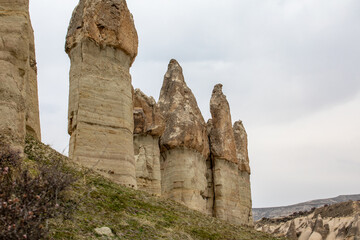 Cappadocia Turkey. Houses of local residents, dug in the sandy rocks. Dwelling of ancient people. UNESCO Monument