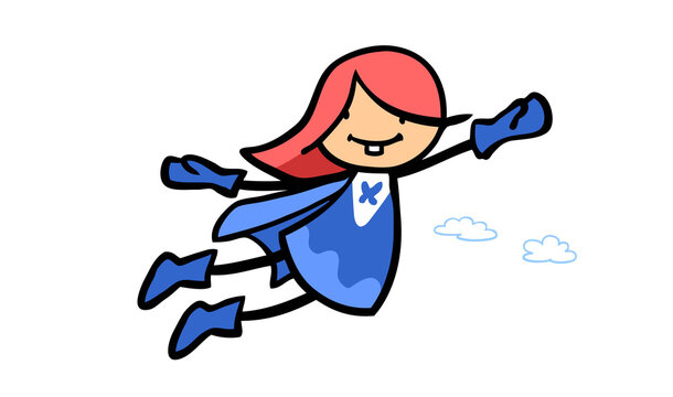 Mädchen als Superheldin im Flug