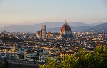 Fototapeta na wymiar the sunset in Firenze (Florence) from the high