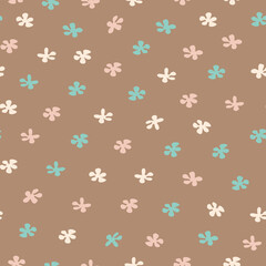 Vector seamless pattern with flowers. Cute design with hand drawn flowers.