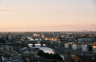 Fototapeta na wymiar the sunset in Firenze (Florence) from the high
