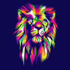Colorful Lion head  modern pop art style