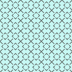 simple vector pixel art black and white seamless pattern of abstract diagonal dotted tiles