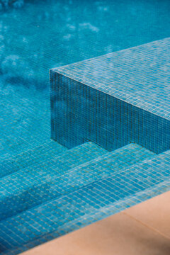 Clear transparent water in swimming pool
