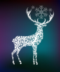 Christmas deer from patterns. Merry Christmas. Vector illustration