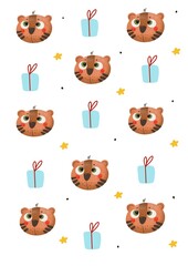 Christmas tiger gift star background 