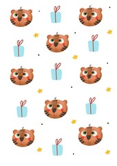 Obraz premium Christmas tiger gift star background 
