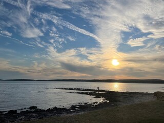 Fototapeta premium Sunset in Croatia with beautiful ocean and blue sky
