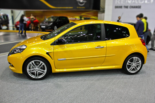 Kiev, Ukraine - May 24, 2012: Yellow Renault Clio. Car for sale