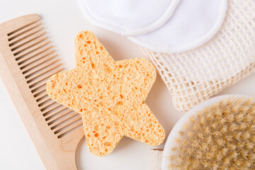 Body care kit, women eco set for home skincare and hair, beauty concept